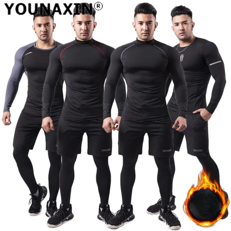 Winter Yoga Clothing - 3-piece Men Plush Warm Sports Suit