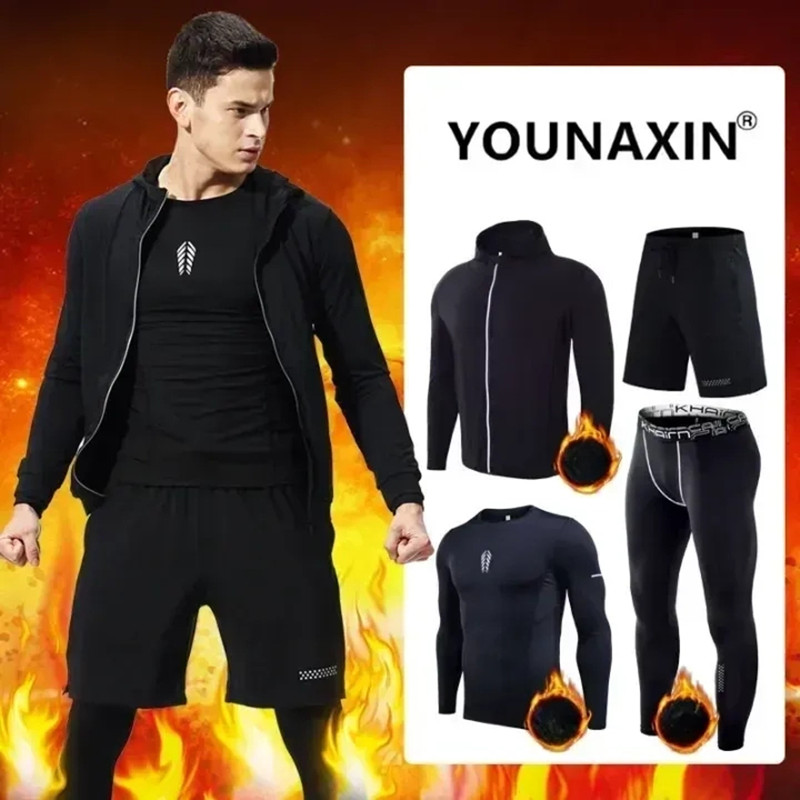 4-piece Men's Fitness Clothing - đánh giá và giá Winter Yoga Clothing